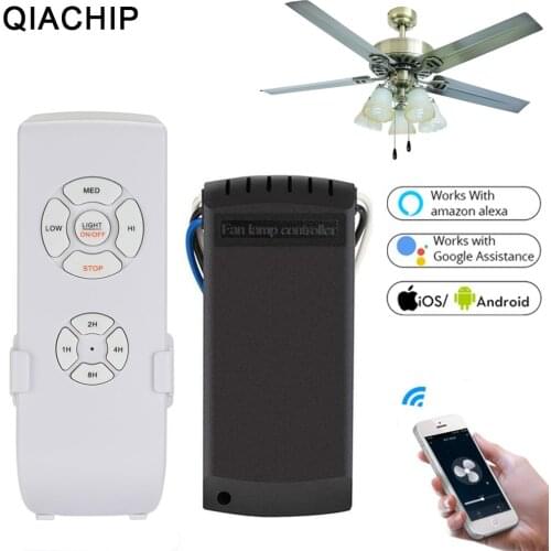 QIACHIP Wifi Universal Ceiling Fan Lamp Remote Control RF Kit 110-240V Adjusted Wind Speed Transmitter Receiver Timing Switch