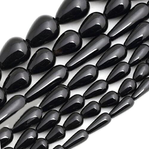Selectabal Size Natural Faceted & Smooth Drop Black Agates Beads For Jewelry Making Beads 15'' Needlework DIY Beads Trinket