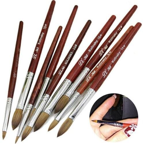 UV Gel Acrylic Nail Art Brush Sable Hair Brush Manicure Powder Wood Handle Professional Nail Art Tools Flower Drawing Pen