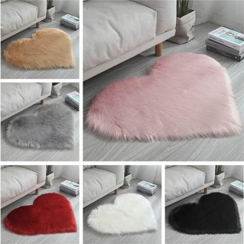 30x40cm Love Heart Shape Small Floor Mat Fluffy Rugs Anti-Skid Shaggy Area Rug Dining Room Home Bedroom Carpet Floor Mat