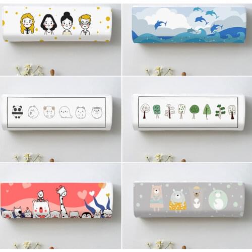 Printed Air Conditioner Cover Easy Cleaning Air Conditioner Dustcover Decorative Wall Mounted Air Conditioner Protective Cover