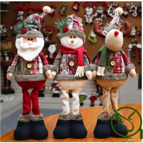 48cm Xmas Dolls Tree Decor Snowman Santa Claus Reindeer Standing Dolls Toy Christmas Ornament Home Party Window Decoration Gift