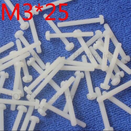 M3*25 25mm 100pcs white Round Head nylon Screw plastic screw Insulation Screw brand new RoHS compliant PC/board DIY hobby etc