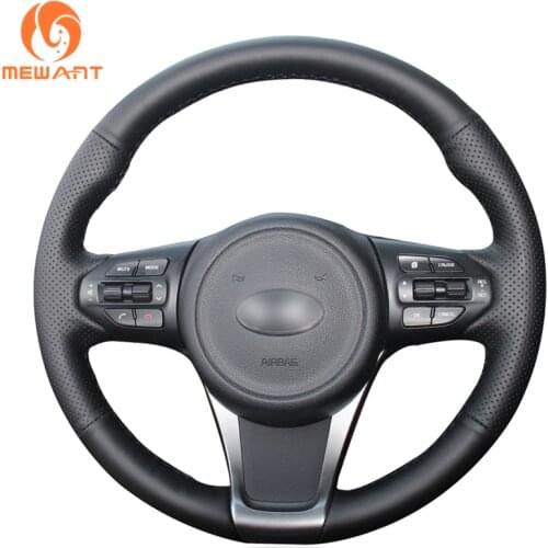 MEWANT Black Artificial Leather DIY Hand Sewing Steering Wheel Cover for Kia Sorento 2015-2018 Sedona 2015 2016 2017 2018-2019
