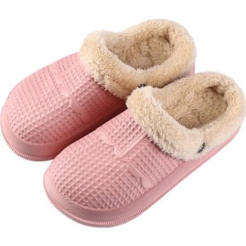 Men and Women Winter Slippers Fur Slippers Warm Fuzzy Plush Garden Clogs Mules Slippers Home Indoor Couple Slippers