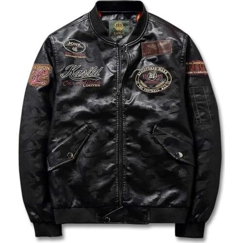 Mcikkny Mens Camouflage Printed Leather Jackets Spring Motorcycle Pu Leather Outwear Coats For Male Size M-4XL