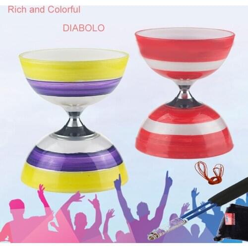 New Arrived Chinese Style Diabolo 1 or 3 Bearings Set Packing Graffiti Stripe Kongzhu