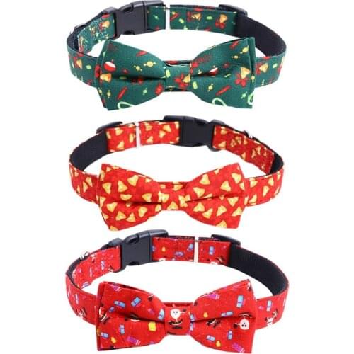 Pet Dog Cat Collars Christmas Dress Costume Adjustable Polyester Buckle Collar Pet Supplies Accessories Collar Small Dog