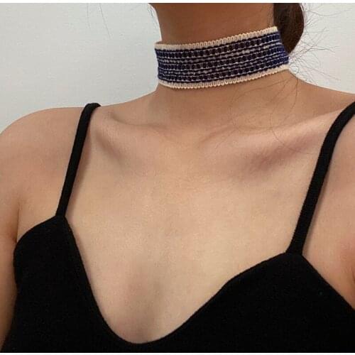Vogallery Boho Fashion Chokers Necklaces For Women Sexy Summer Short Necklace Plaid Jewelry Soft Chocker New Arrivals