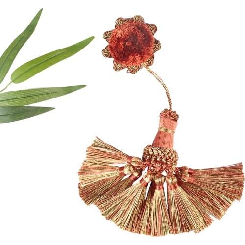 2Pcs Flower Tassel Decoration Pasted Hanging Pendant Curtain Accessories Fringe Silk Thread Pendant Handmade Crafts Key Tassels