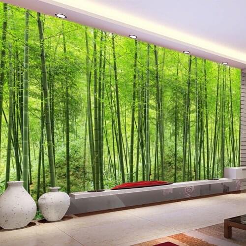 Custom Waterproof Self-adhesive Wallpaper Wall Sticker Painting Bamboo Forest Murals 3D Photo Wallpaper For Living Room Bedroom