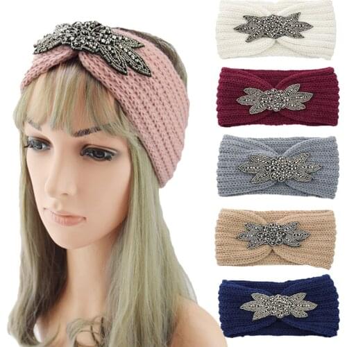 Winter Warmer Ear Knitted Headband Turban For Lady Women Crochet Bow Wide Stretch Hairband Headwrap Hair Accessories For Girl