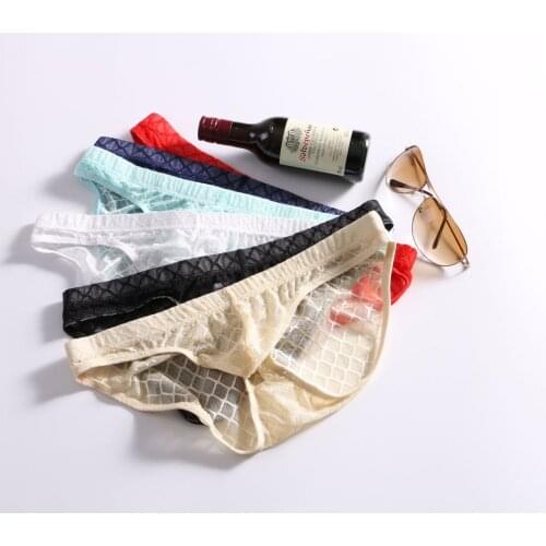 Sexy Thin Mesh Mens Underwear Exotic Jockstraps Transparent Breathable Men Briefs