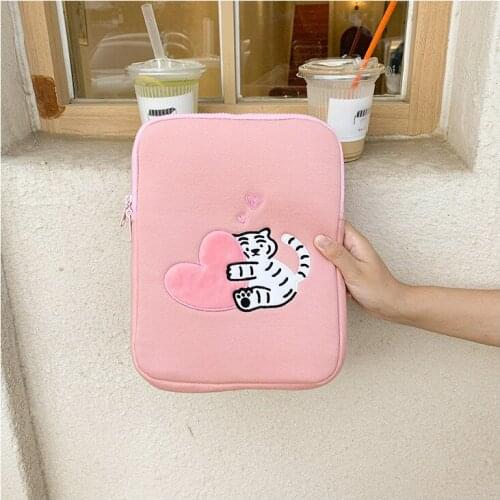 Cute Lazy Tiger iPad Notebook 11 13-inch Computer Bag Liner Protective Cover Laptop Case Cover Tablet ins Girl Pink