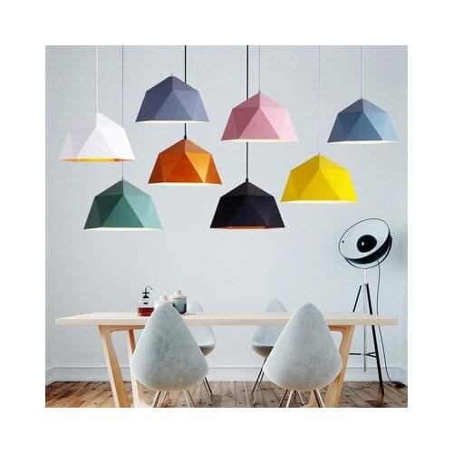 Nordic wrought iron Macarons Pendant Lights single-headed polygonal diamond E27 personalized restaurant home lighting ZM1017