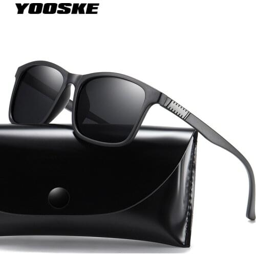 YOOSKE TR90 Polarized Sunglasses Men Vintage Square Driving Sun Glasses Male Retro Outdoor Sports Sunglass Shades Eyewear UV400