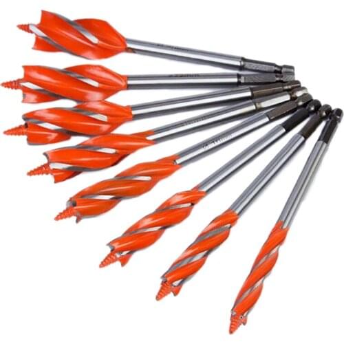 8Pcs Woodworking High Speed Boring Bits 4 Flute Cut Drilling Tool Long Door Lock Hole Opener Deep Hole Reaming Bit