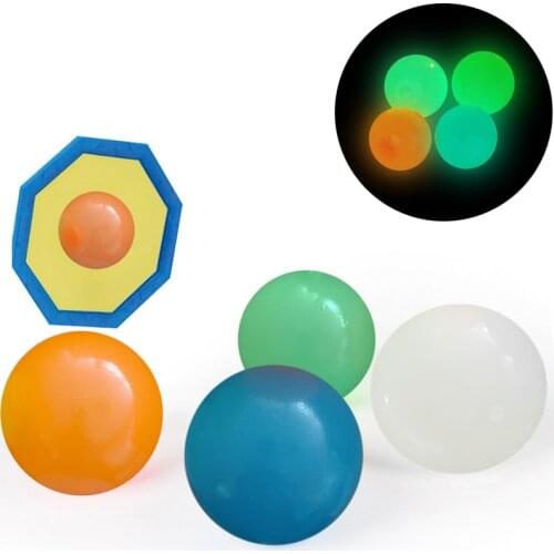 1pc Squeeze Toys Luminous Sticky Wall Balls Stress Reliever Toy Decompression Squishy Colorful Novelty Fidget Toy for Adult Kids