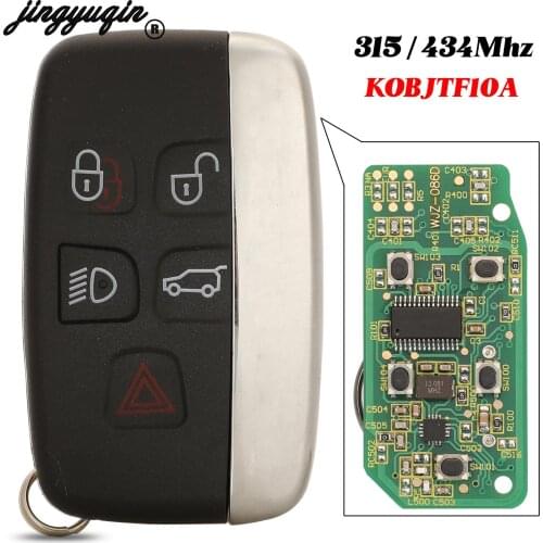 Jingyuqin 5 Button 315/434Mhz KOBJTF10A Smart Remote Control Car Key Fob For Jaguar F-Type XE XJ XF XK Replacement