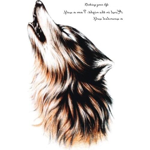 Waterproof Temporary Tattoo Sticker wolf moon Fake Tatto Flash Tatoo Hand Arm middle size art Tattoos for boy Women Men