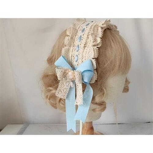 Lolita Lace Trim KC hair pin lace Bow Handwork Hair Accessories Headwear Womens Headdress B1423