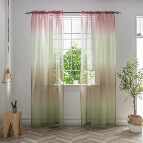 Curtain Rainbow Print Window Ornaments Polyester Long Decorating Sheer Drape for Home Curtain Rainbow Print Window Ornaments Hot
