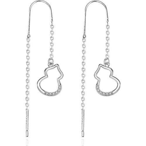 S925 Sterling Silver Gourd Ear Line Female Small Fresh and Simple Niche Design Personalized Earrings