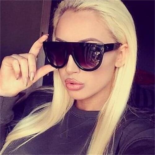 Oversized Sunglasses Women Vintage Retro Flat Top Sun Glasses Square Pilot Luxury Designer Large Black Shades UV400