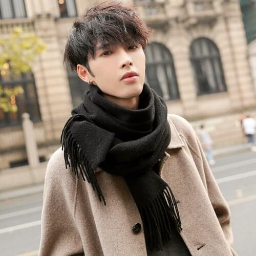 Winter Wool Scarf Men Luxury Brand Shawls and Wraps Classical Bufanda Hombre Warm 100% Wool Scarves Male Fashion Black Neckscarf