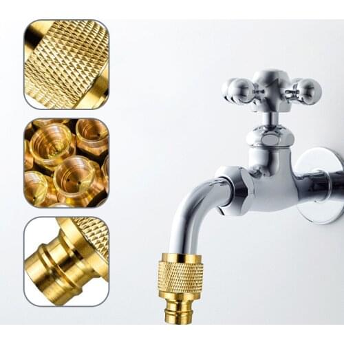 1pc Universal Garden Hose Adapter Thread Brass Quick Connector Water Hose Pipe Faucet Nozzle Quick Connect Adapter 1/2" 3/4"