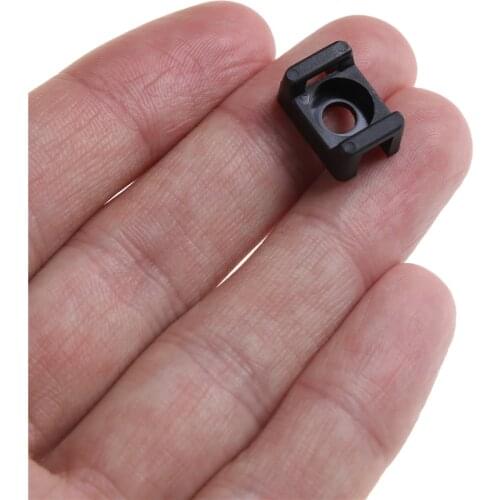 100PCs 4.6mm Cable Tie Mount Wire Buddle Saddle Type Plastic Holder White Black
