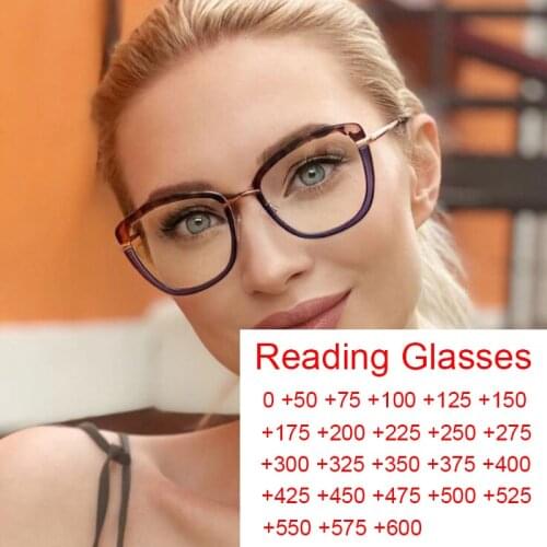 Reading Anti Blue Light Glasses Women Fashion Metal Computer Gaming Eyewear TR90 Two-Color Frame Optical Spectacle Eyeglasses