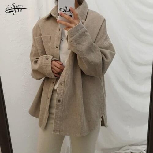 2021 Autumn Casual Cardigan Women Korean Loose Corduroy Jacket Women Clothing Plus Size Winter Tops Coats and Jackets 11537
