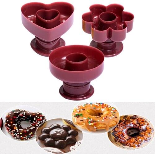 3Pcs/Lot Food Grade ABS Donut Mold Heart Pastry Baking Bakeware Cake Decorating Tools Desserts Bread Cutter Maker Bakeware Mould