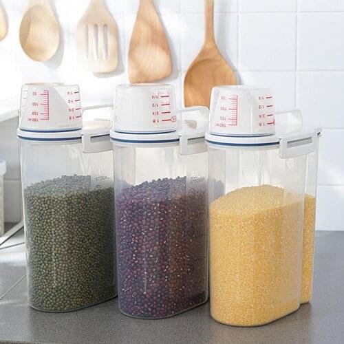 60% Hot Sales!! Home PP Plastic Bean Grain Tank Kitchen Food Rice Sealed Storage Container Organizer