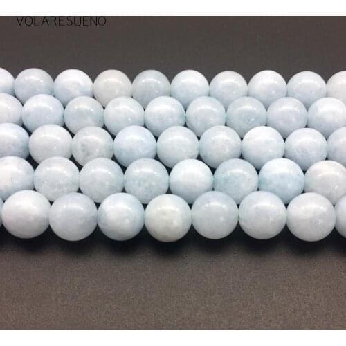 Aquamarines Stone Natural Round Loose Beads15” Pick 6-12mm Spacer Beads For Charm Bracelet Necklace Accessory Jewelry Making