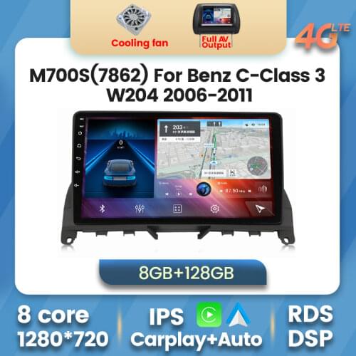 2 DIN 4GLTE car stereo for Mercedes Benz C Class 3 W204 S204 2006 - 2011 Android 10 Car radio GPS Navi Multimidia Player 128G FM