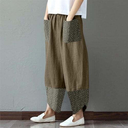Summer Loose Trousers Women Baggy Pantalon Plus Size 5Xl Elastic Waist Harem Pants Patchwork Irregular Loose Wide Leg Pants A50