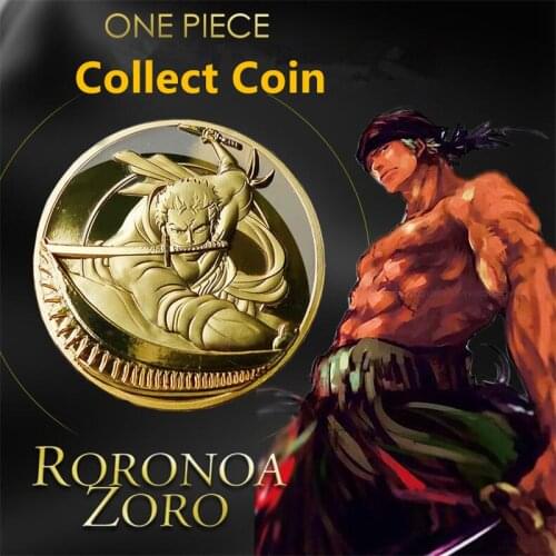 Anime One Piece Collect Coin Cosplay Bagde Monkey D Luffy Metal Gold Coin Roronoa Zoro Fancy Comicon Cartoon Gift