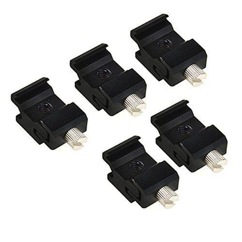 Black Metal Cold Shoe Flash Stand Adapter with 1/4"-20 Tripod Screw (5 Pack)