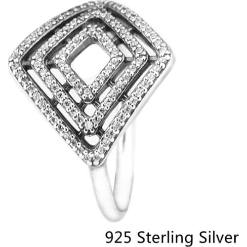 CKK 925 Sterling Silver Geometric Lines Ring For Women Original Fashion Jewelry Making Wedding Gift