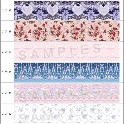 Cute Pattern 10yds Lolita Flowers Printed Grosgrain/Satin Ribbon