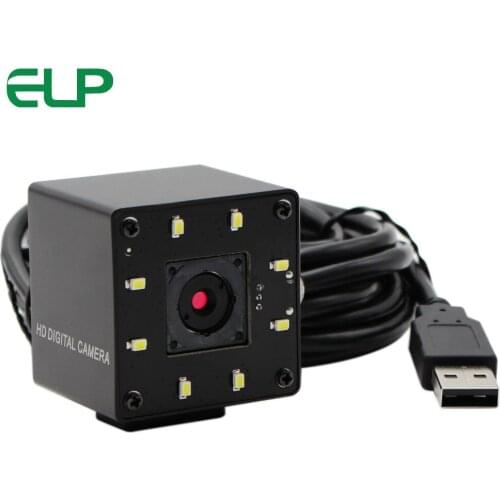 ELP 13MP MJPEG 10fps 3840x2880 Sony IMX214 Autofocus USB Camera White LED For Day& Night, no distortion camera webcam