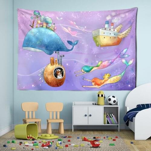 Cartoon Animal Illustration Tapestry Wall Hanging Bohemian Tapiz Kawaii Girl Dormitory Children Bedroom Home Decor