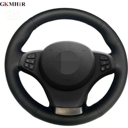 DIY Hand-stitched Black Artificial Leather Car Steering Wheel Cover For BMW E83 X3 2003-2010 E53 X5 2000-2006