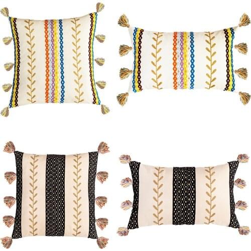 Morocco Style Tufted Tassel Cushion Cover Farmhouse Tribal Macrame Pillowcase Bedding Set Hidden Zipper for Sofa Cushion Covers