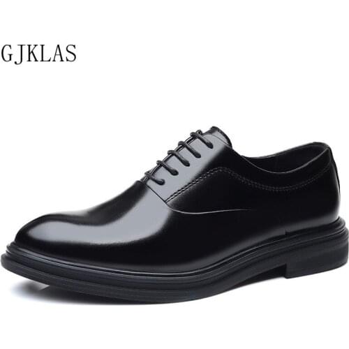 Wedding Dress Men Shoes Leather Size 47 Brown Black Office Formal Shoes Men Lace Up Elegant Party Leather Shoes for Men Classic