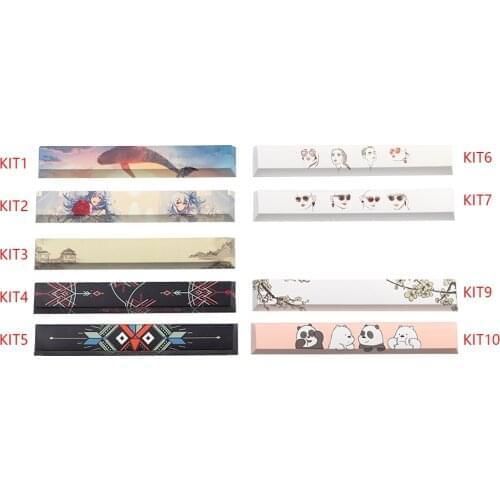 6.25u PBT Space Bar Kawaii Cute Cartoon Spacebar Keycap Five Side Dye Sublimation Cherry Mx Switch for Mechanical Keyboard