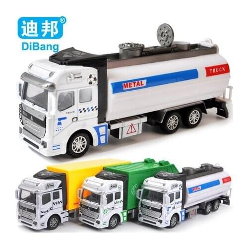 2016 Big Size Alloy Pull Back Toy Car Childrens Toys Loading Garbage Truck/Sprinkler car/Express car 1:48 Metal model toy Gift