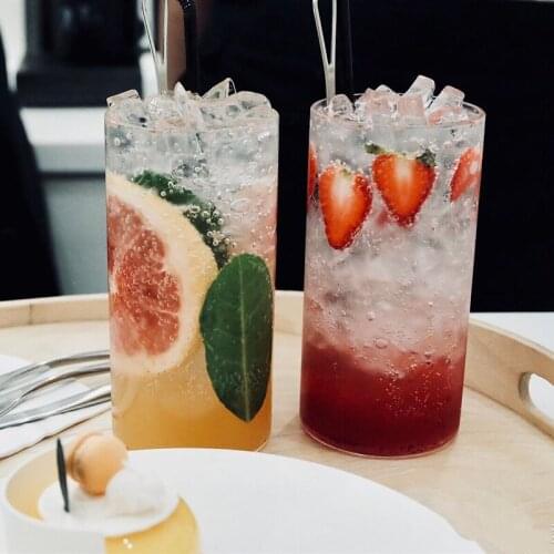 Fashion Water Milk Juice Cup Beer Glass Heat-resistant Can Shape 330/400ml and Straw Dessert Juice Tea Cup Shake Glass